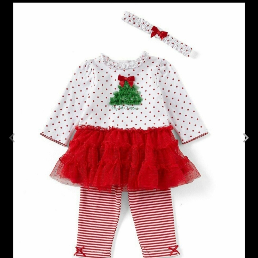 Little Me My 1st Christmas Tutu Dress 3 pc set
